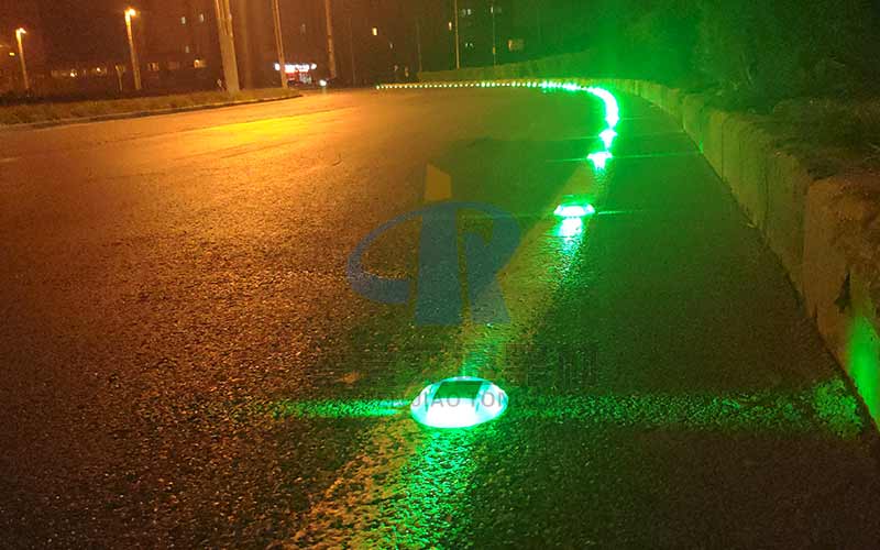 green Motorway Stud Lights on road
